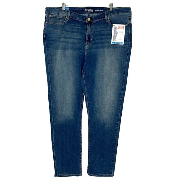 Levi's Signature Women's size 24M Modern Slim Mid Rise Stretch Denim Blue Jeans - Picture 1 of 10